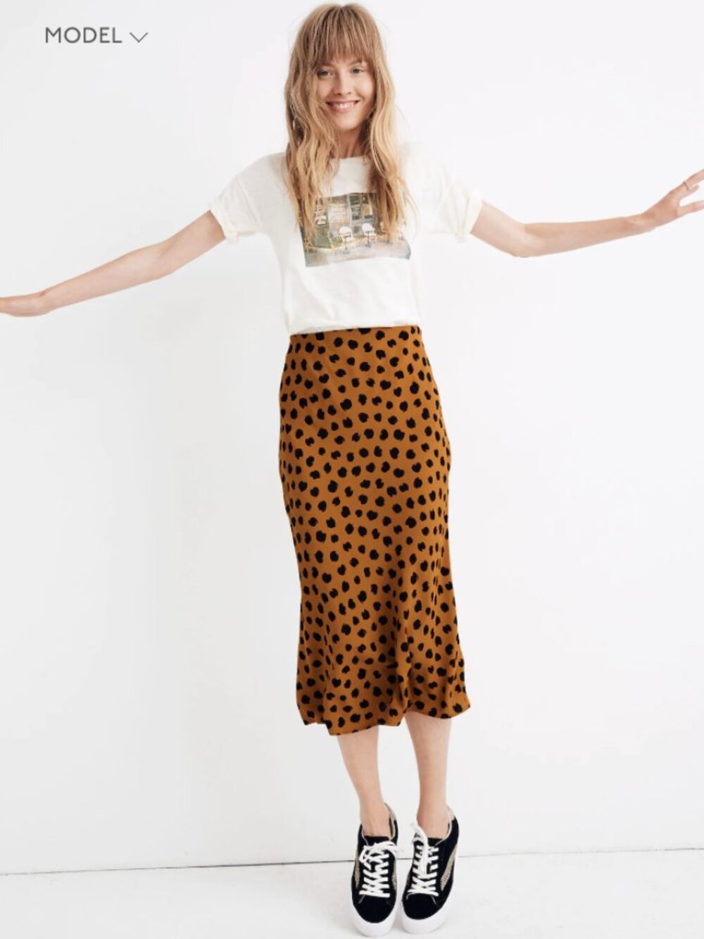 Madewell Cheetah Print Bias Cut Midi Skirt Gold Black Animal Print 00